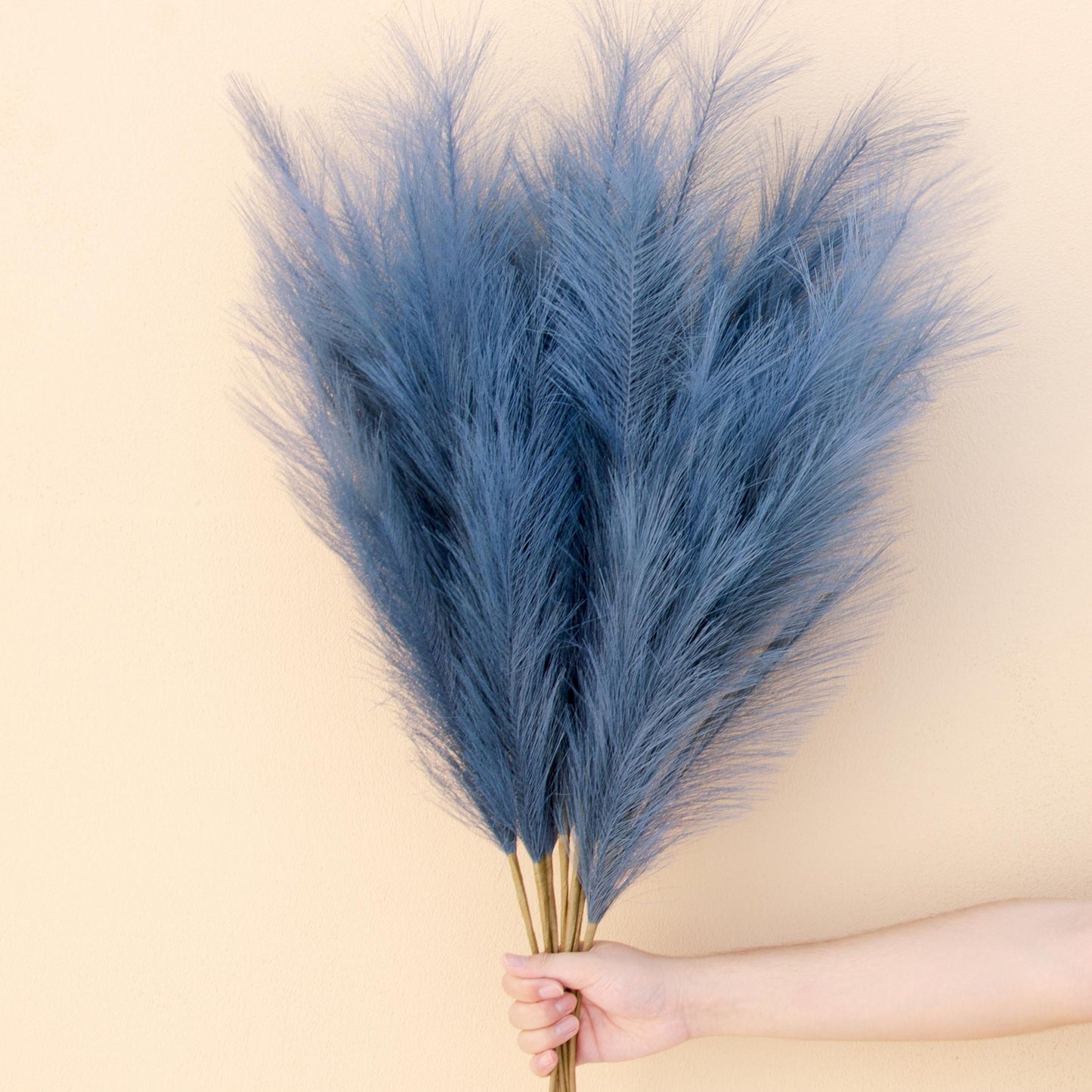 7 Pcs 38'' Faux Pampas Grass, Navy Blue