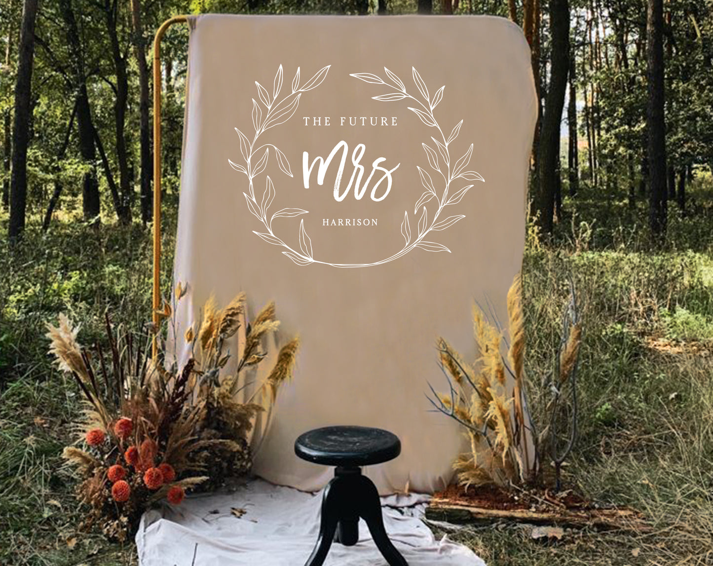 Wedding Leaves Wreath Backdrop