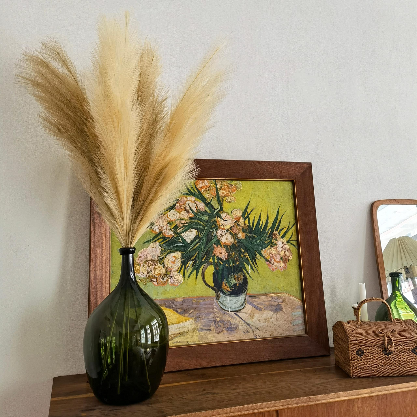 Large Faux Pampas Grass, 5 Pcs, 43'', Mix Color(Beige & Taupe)