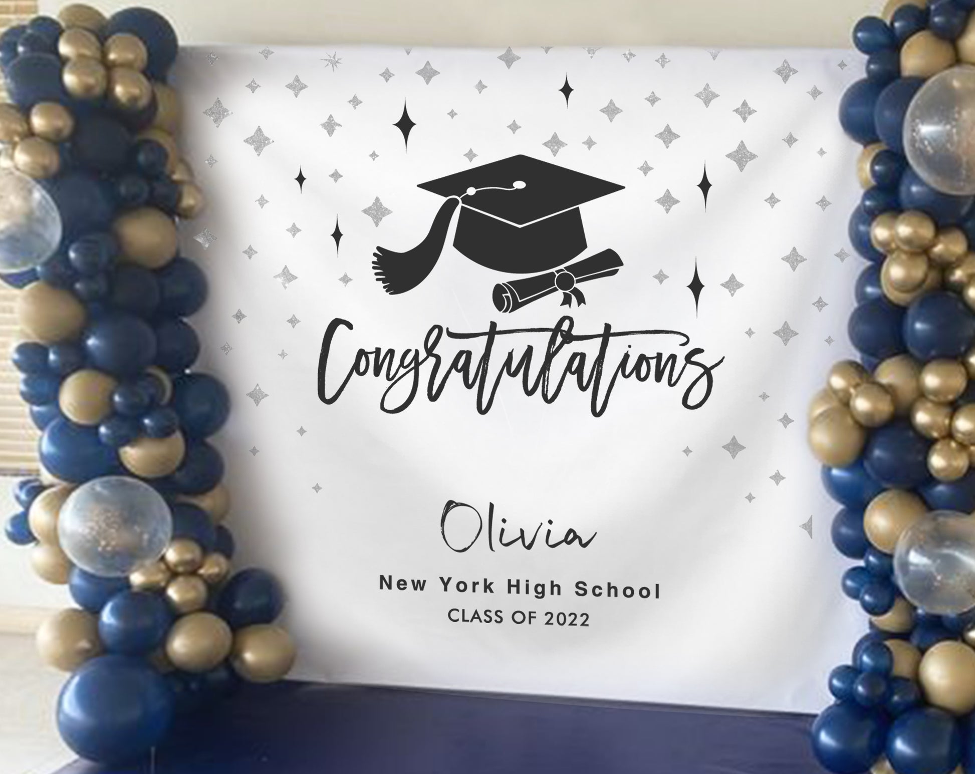 Silver Star Graduation Backdrop – Perfnique