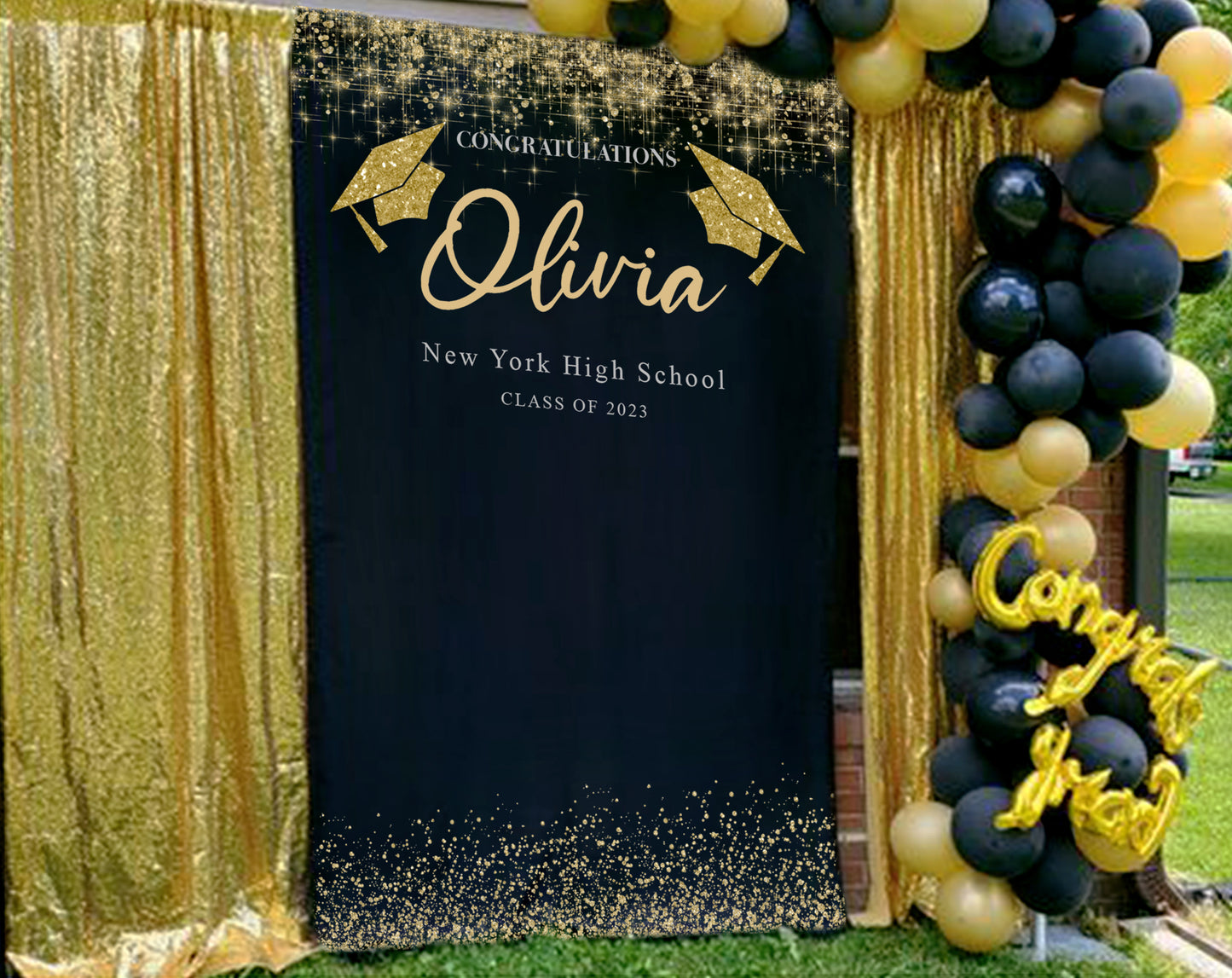 Sparkle Graduation Party Backdrop