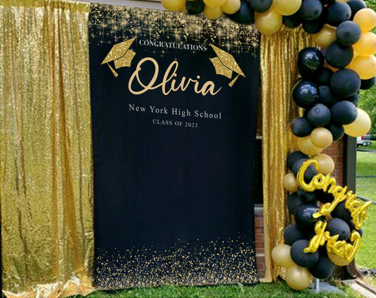 Sparkle Graduation Party Backdrop