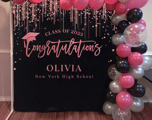 Pink Graduation Backdrop
