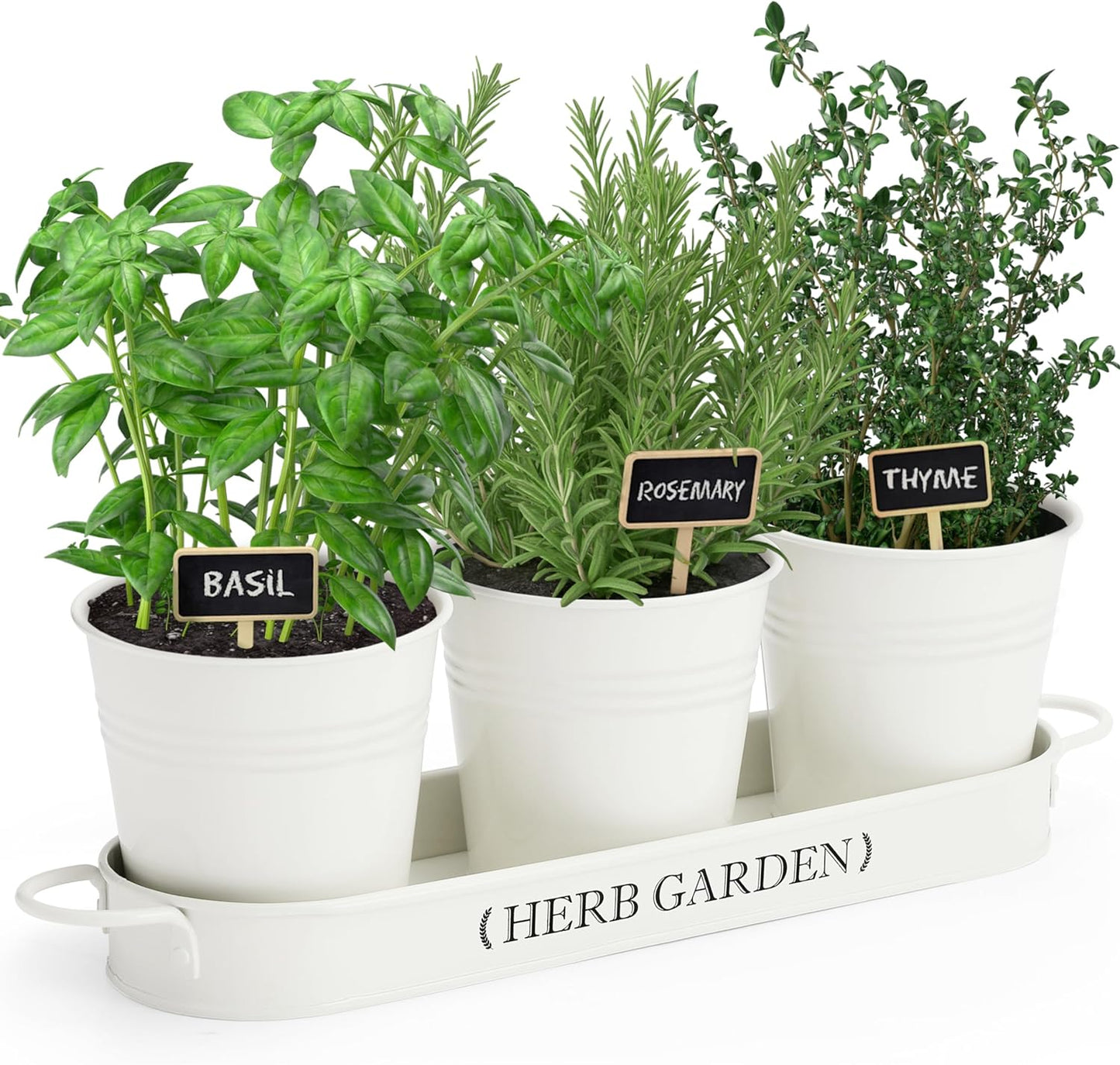 PERFNIQUE Indoor Herb Garden, Herb Planter for Indoor/Outdoor, Farmhouse Plant Pots, Windowsill Herb Garden with Tray(Planter only) Window Pots