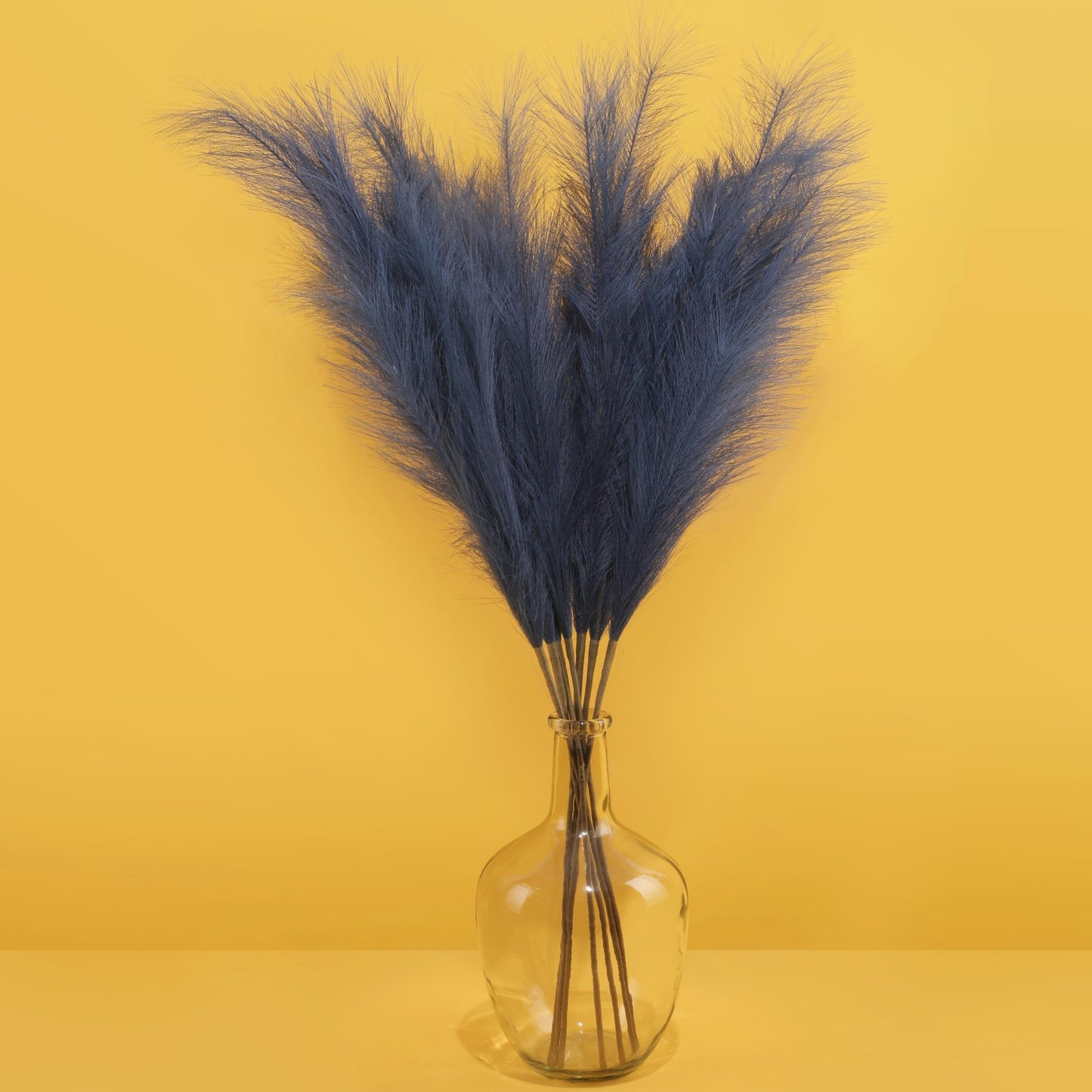 7 Pcs 38'' Faux Pampas Grass, Navy Blue