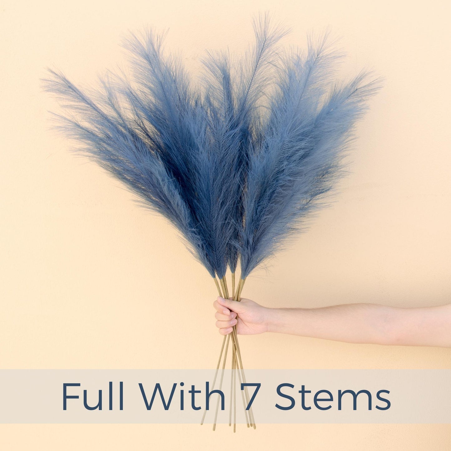 7 Pcs 38'' Faux Pampas Grass, Navy Blue