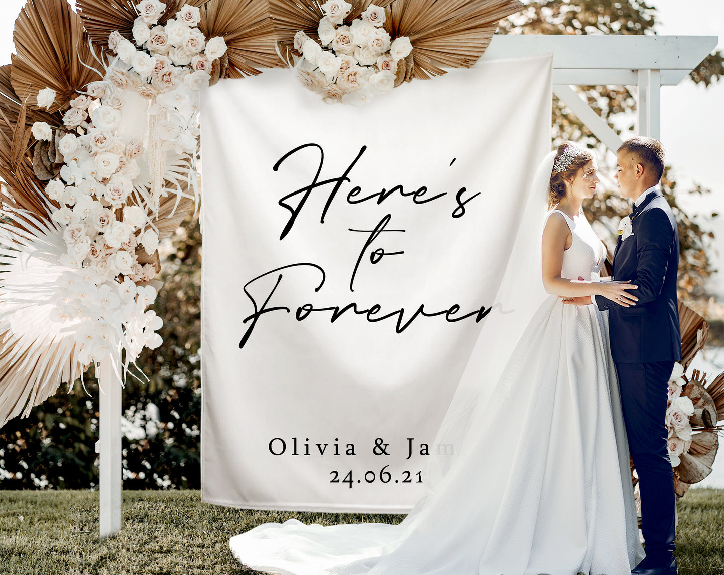 Here's To Forever - Wedding Backdrop