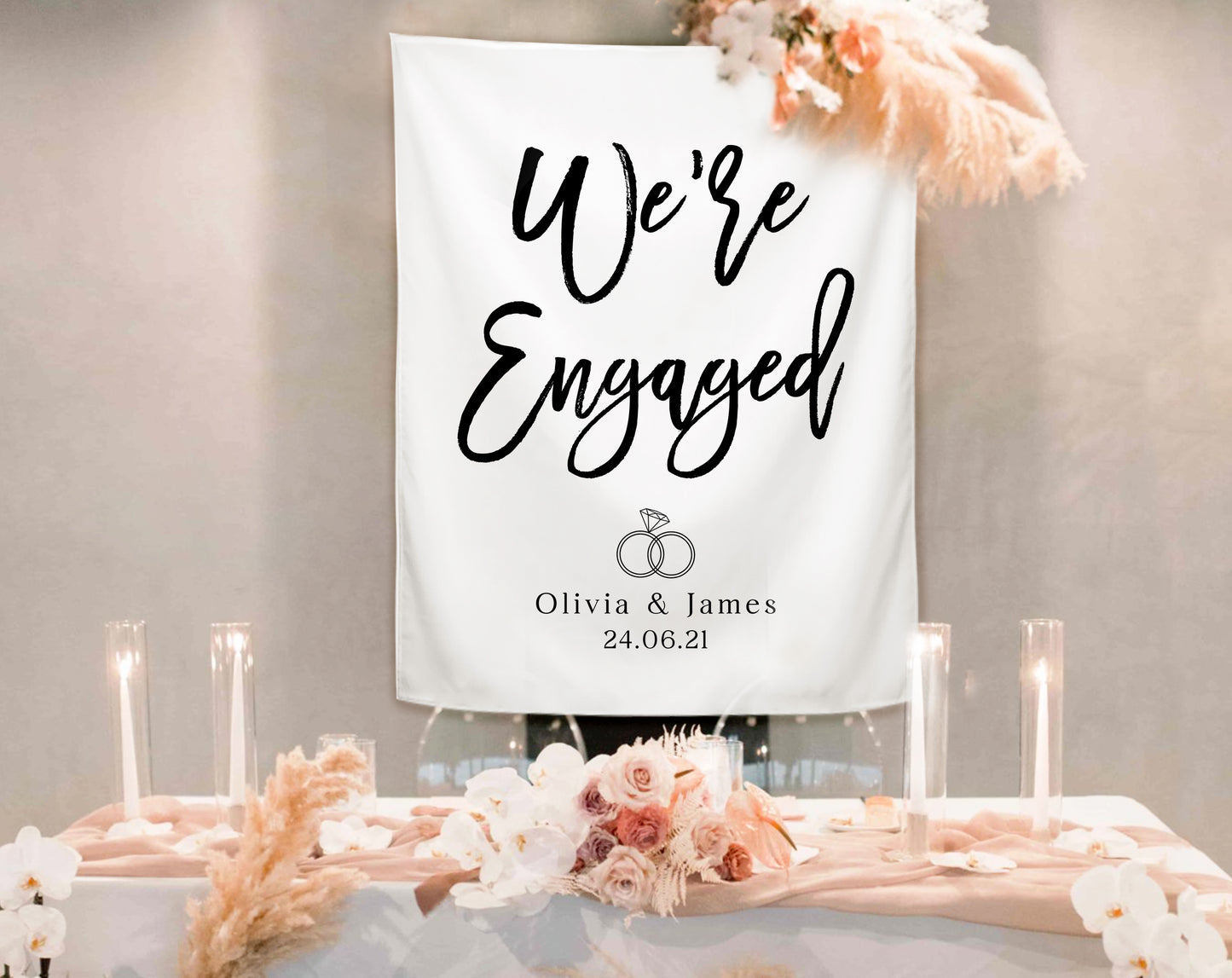 We're Engaged - Wedding Backdrop