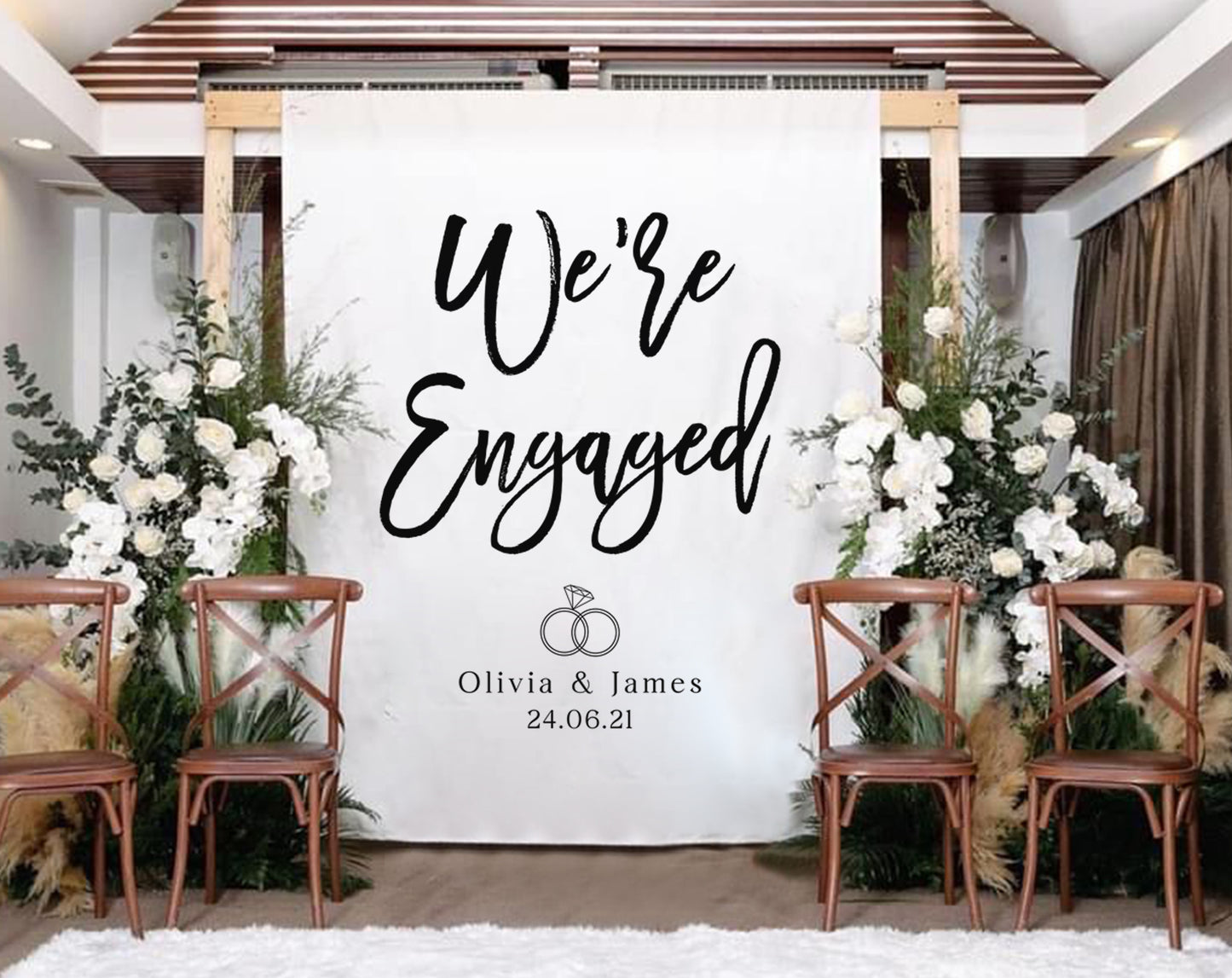 We're Engaged - Wedding Backdrop