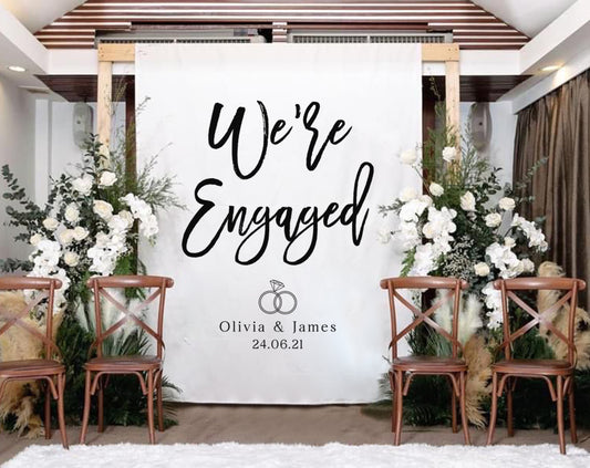 We're Engaged - Wedding Backdrop