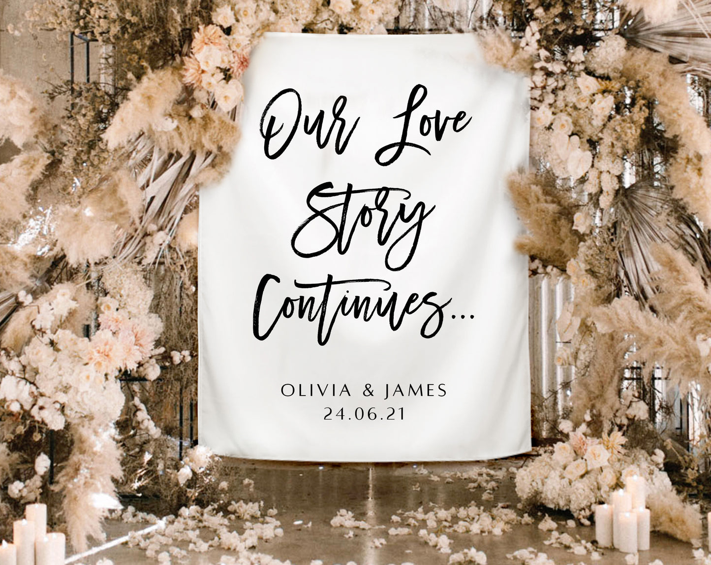 Our Love Story Continues - Wedding Backdrop