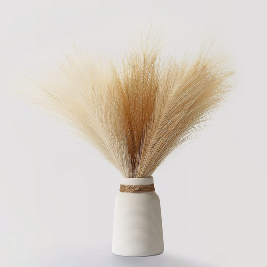 Vase Accent Faux Pampas Grass, 17'', 6 Pcs, Mix Color (Cream & Taupe)