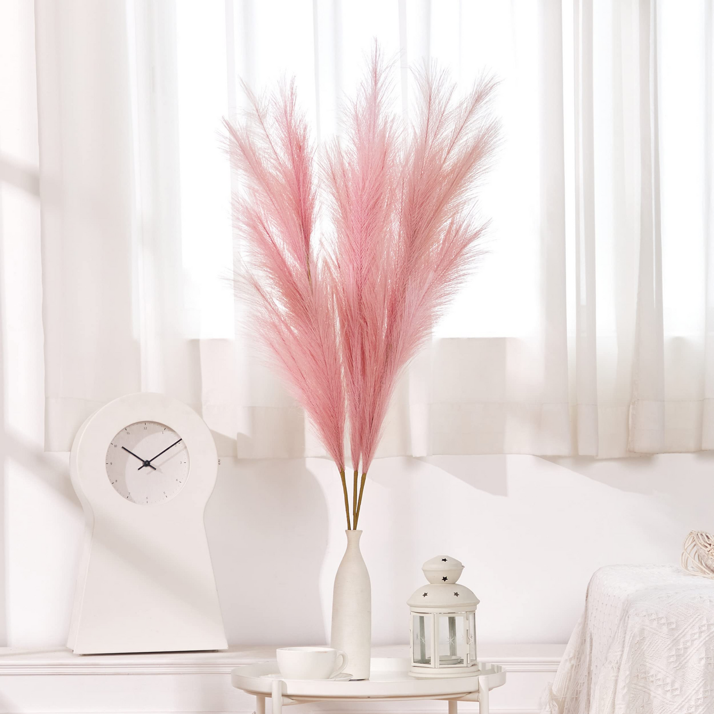 Large Faux Pampas Grass, 3 Pcs, 43'', Dusty Pink