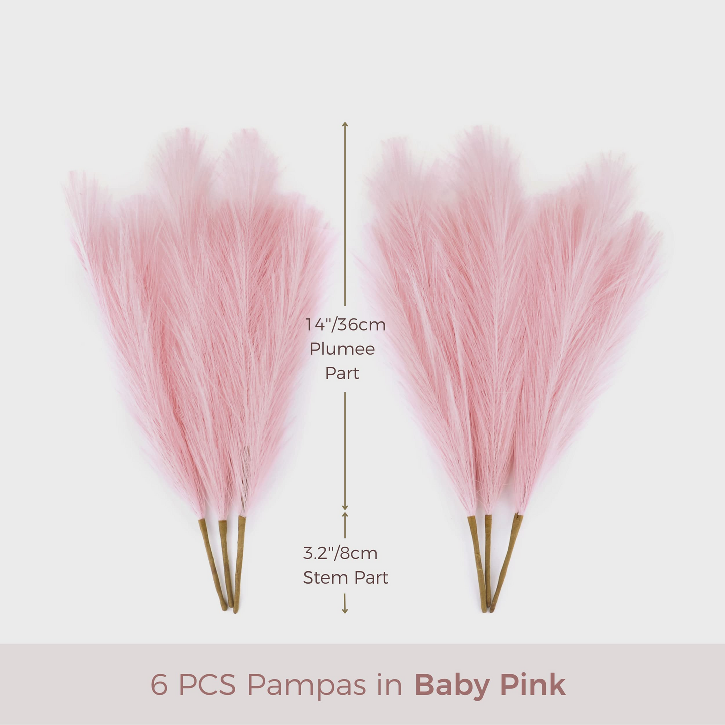 Vase Accent Faux Pampas Grass, 17'', 6 Pcs, Baby Pink